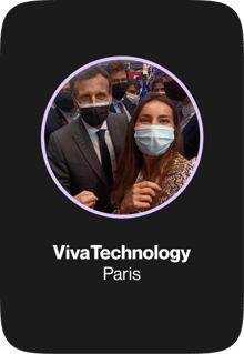 Wizim et le président au salon Viva Technology.